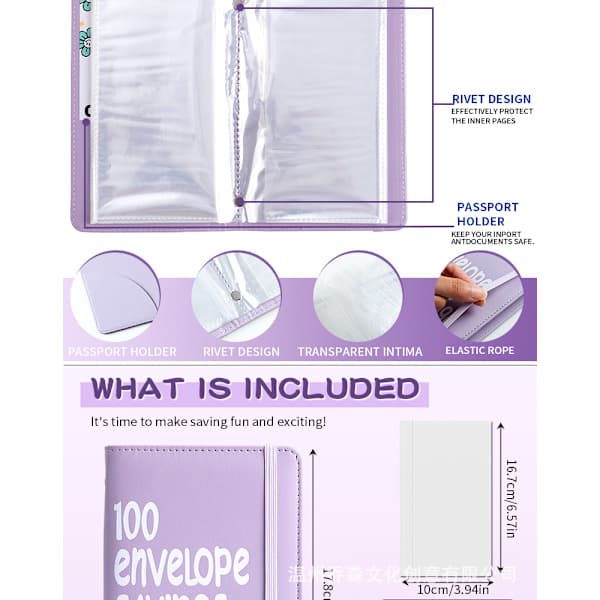 100 Konvolut Spareudfordring Bog | A6 Budget Binder til Pengehåndtering og Opsparing sort black