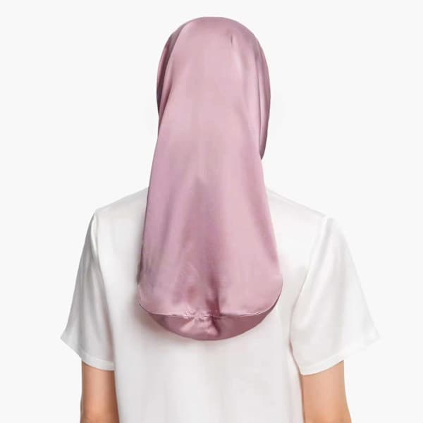Lang sovehette 100 % silke rosa marineblå NavyBlue