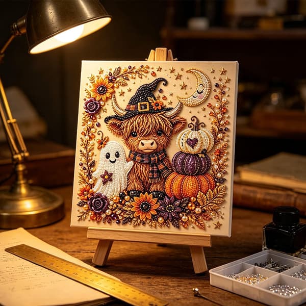Perle Diamant Kunstsæt til Voksne, Halloween Spøgelse Diamantmaleri Sæt DIY Kits -05