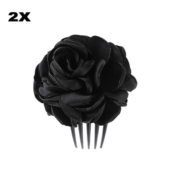 Blomster Hårkamme Kvinder Hårklemme SORT Sort black