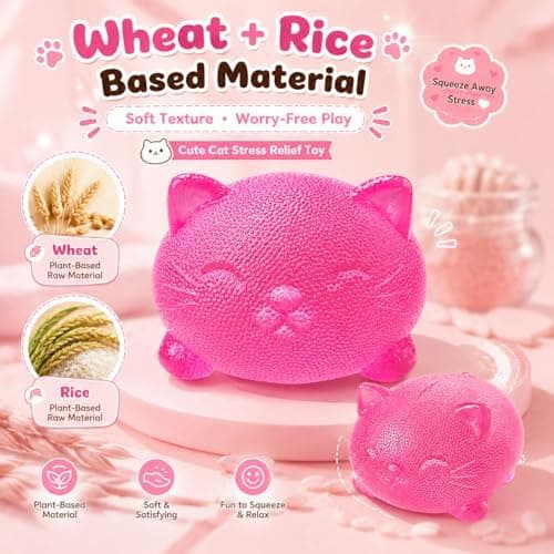 Kule Katte Squishy Fidget Leker, Rosa Taba Katte Squishies Klemmeleke Pink