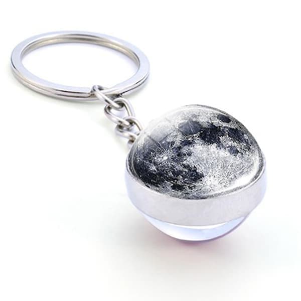 Nøglering Måne Jord til Sol Kunst Billede Dobbeltsidet Glas Kugle Bil til K DB MOON