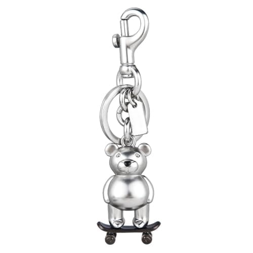 Väskberlock, söta handväskberlocker, väsktillbehörsberlocker, väskkedjor, handväskberlocker Skateboard Bear - Silver