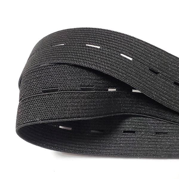 Elastiskt knapphålsband, praktiskt och mångsidigt svart resårband, bredd: 2,5 cm Bredd: 2,5cm
