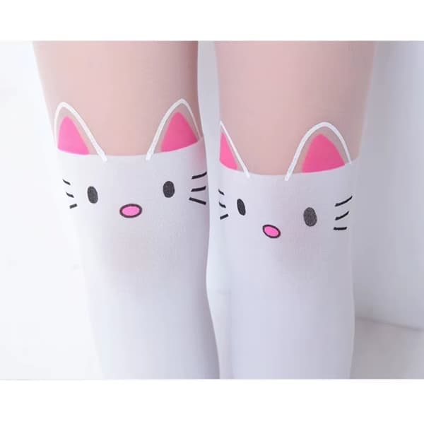 Tights för flickor med knätatuering, vit, storlek XL white XL