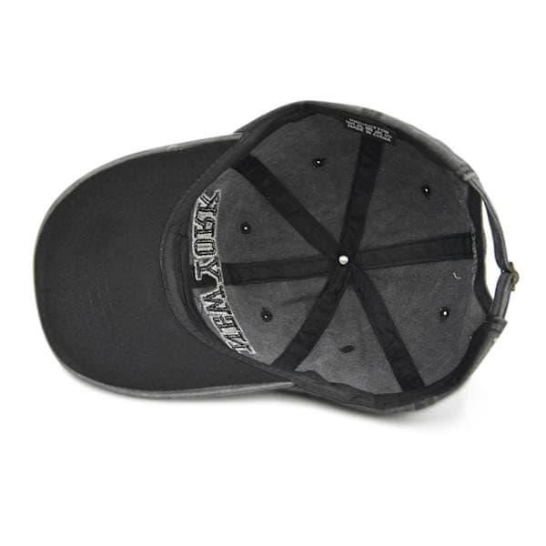 New York Broderi Baseball Caps Slitt Falmet Caps GRÅ grå grey
