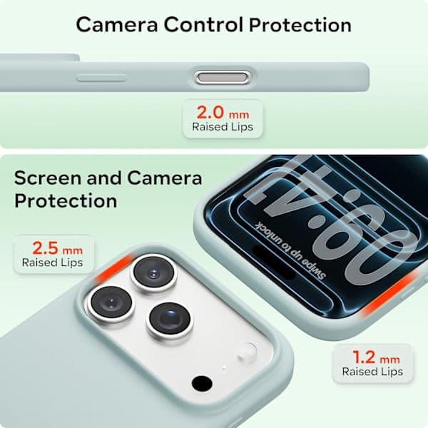 Flytende silikondeksel til iPhone 17 Pro, støtsikkert mykt telefondeksel, full beskyttelse, mintgrønn iPhone 17 Pro Green Mint iPhone 17 Pro