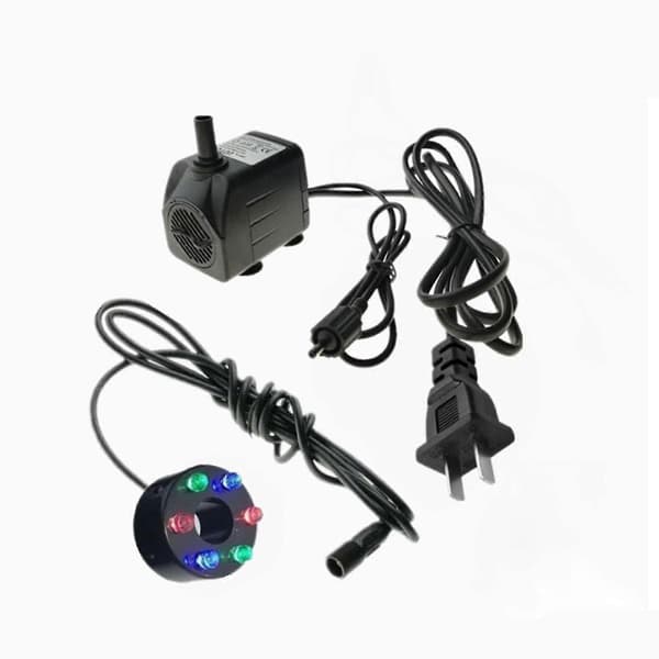 12V GPH elektrisk springvandspumpe 10W med 6 varmhvide LED-lys