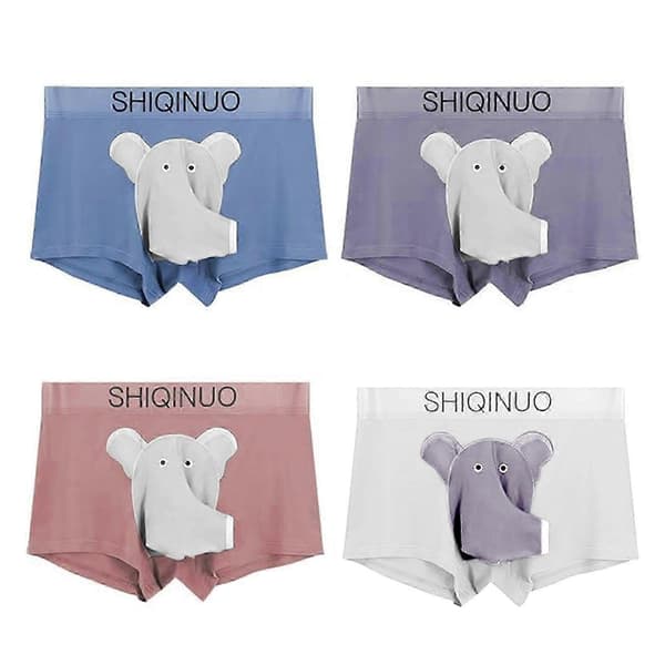Elefantmönstrade underkläder för män, julklapp till pojkvän/make grayish purple 2XL