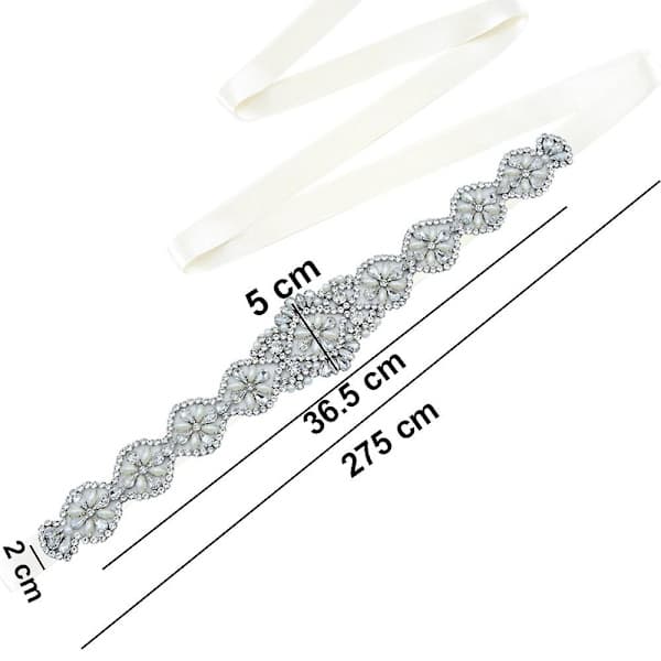 Bröllopsbälte med strass för brudar - Silver strassbälten för kvinnor Beige