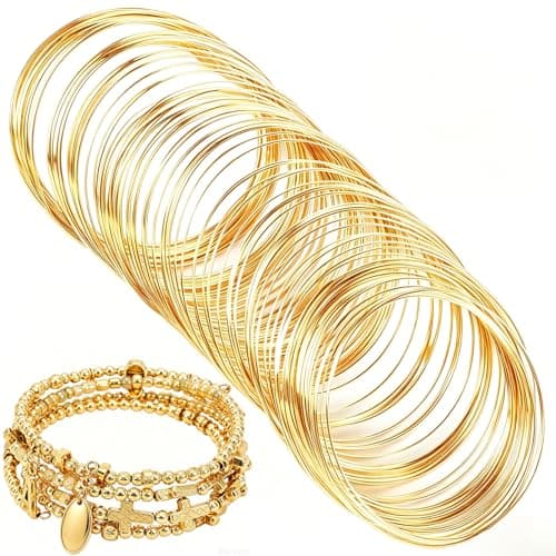 100 løkker 18K forgyldt memory wire, 0,57 mm perletråd til armbånd