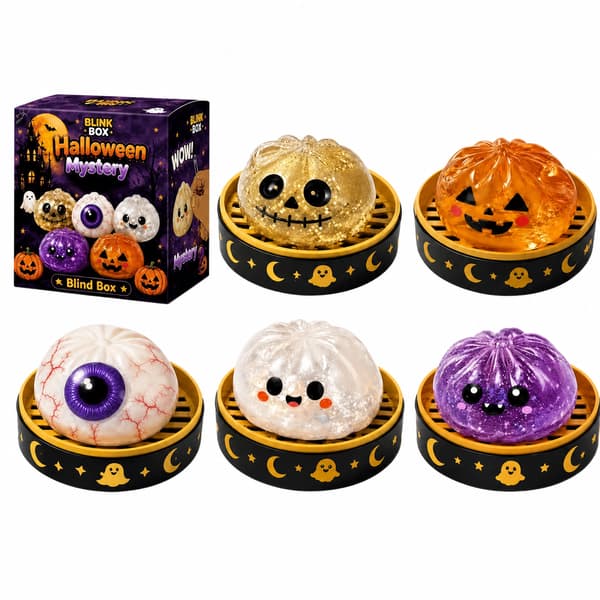 Halloween Mystery Squishy Blind Box, Glitter Græskar Spøgelse Øjeæble Kranie Samleobjekt Stressaflastende Legetøj