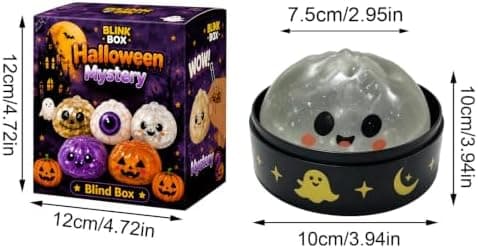 Halloween Spooky Ghost Dumpling Squishies Legetøj, Dumplings Stressbolde til Voksne Fidget Legetøj med Damper, Aflastning Fidget Sensorisk til Helligdage & 16#white