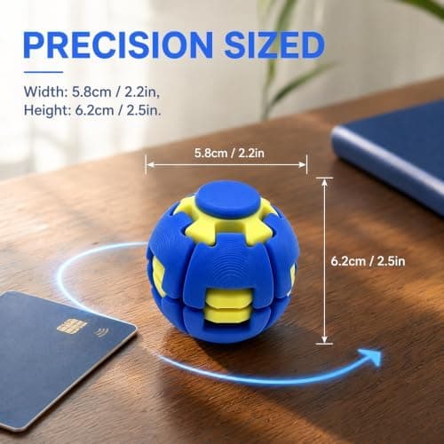 3D-printet tryk-roterende Fidget Spinner Legetøj, Finger trykreducerende roterende kugle. (Blå) Blue