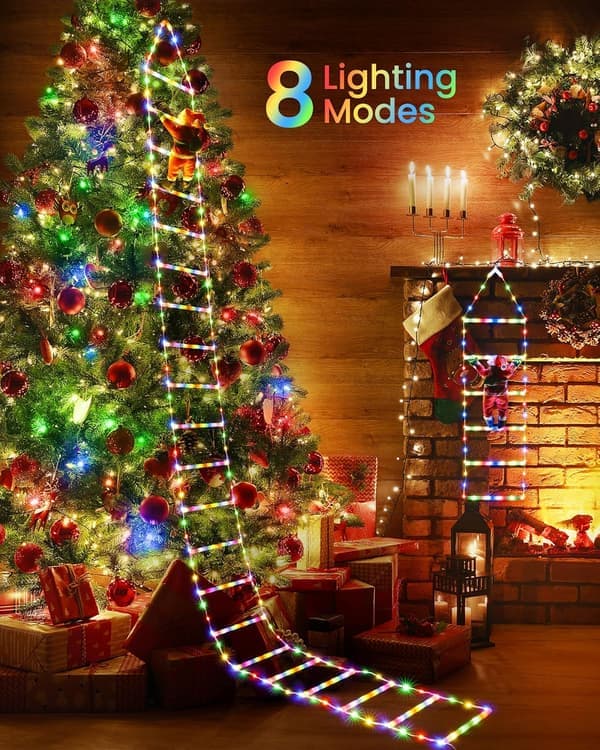 3M Juletrinnlys med nisse, 338 LED julelys, 8 lysmoduser, timer minnefunksjon, strømnett (flerfarget)