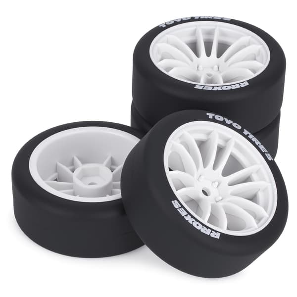 1/10 RC Drift Hjul og Dæk Sæt, 12-Eget On-Road Touring Bil Hjul Dæk Combo, 12mm Hex Drift Dæk til RC Drift Bil, 4 STK (Hvid) White
