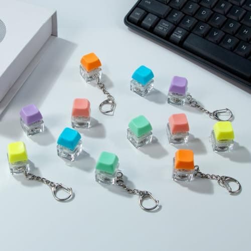 ILHSTY Tangentbords Fidget Toy, 12-pack Lysande Klicker Nyckelring, Orange Macaron Orange