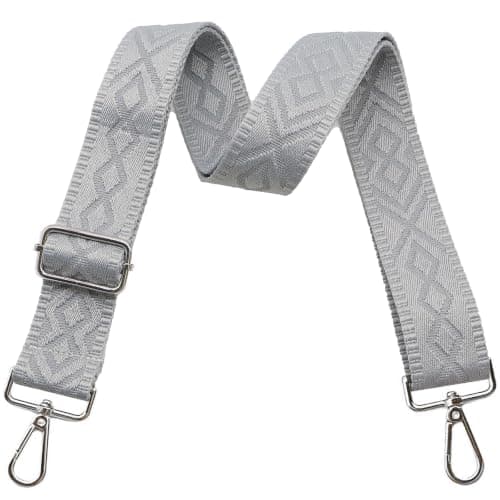 Crossbody-stropper til punge Brede skuldertaskestropper Justerbar erstatningsbroderet pungstrop til håndtasker Silver Hardware-grey
