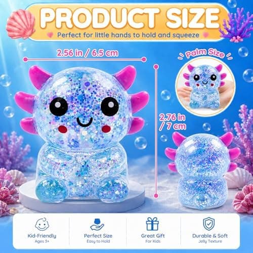 Glitter Axolotl Squishy Legetøj, Squishy Legetøj, Langsomt Stigende Squishy (Blå) Blue