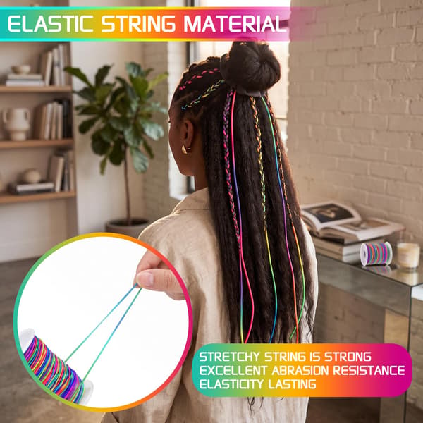 LOKEME 1mm Elastisk Armbåndssnor, 165 FT Regnbuefarger