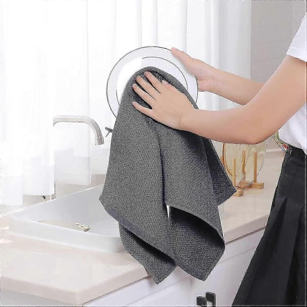 6-pack 100 % bomullsfrotté kökshanddukar diskrengöring med hängögla S202412306944 Dark gray 34*73cm