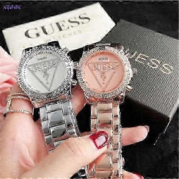 Guess Rustfrit Stål Rhinestone Ur Afslappet Quartz Ur Elegant Tilbehør Gave til Kæreste Mor Kone 1
