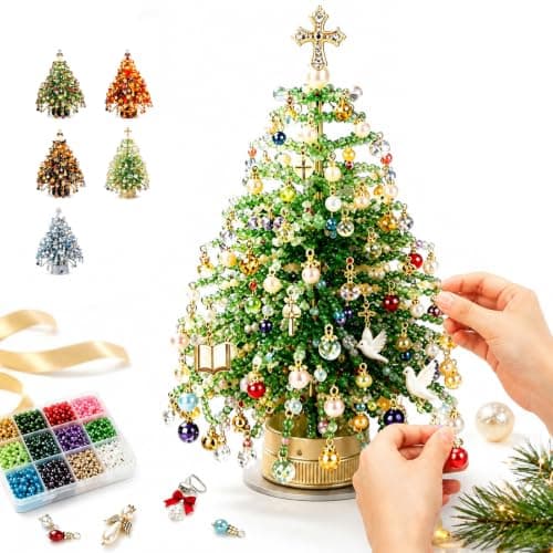 DIY Perlejuletresett, 3D Krystallperlehåndverkssett med Lys #C