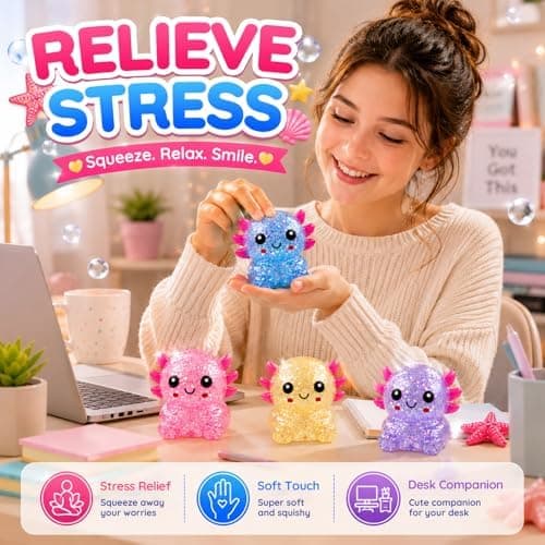 Glittrig Axolotl Squishy Leksak, Squishy Leksaker, Långsamt Resande Squishy (Rosa) Pink
