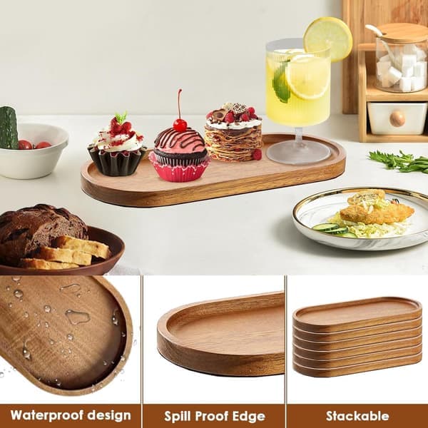 4-pack Träserveringsbrickor 29x10 cm Charkbrickor Ovala Träfat Träserveringsfat Ostmiddagsfat i Bulk för Efterrätt