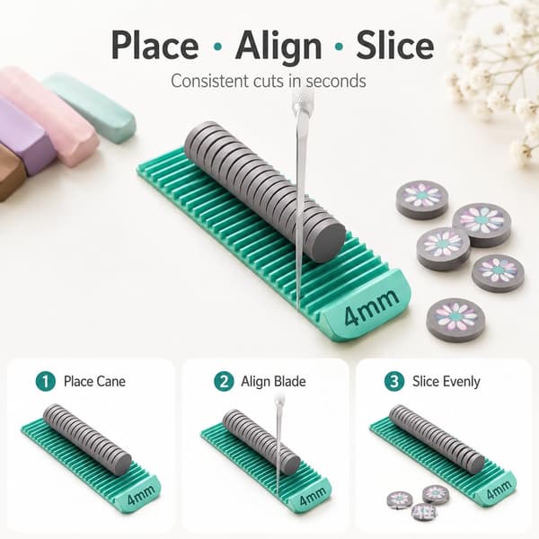 Juphex Polymer Clay Cane Slicing Guides til øreringefremstilling og præcisionshåndværk, 5 farvekodede tykkelsesskæreværktøjer (2 mm, 3 mm, 4 mm, 5 mm Cane Slicing Guide