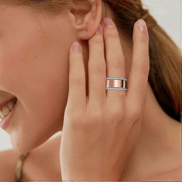 2-pack 14K guldpläterade Oura Ring Stackers för Gen 3/Gen 4 - CZ simulerade diamant damringar Rosegold 10