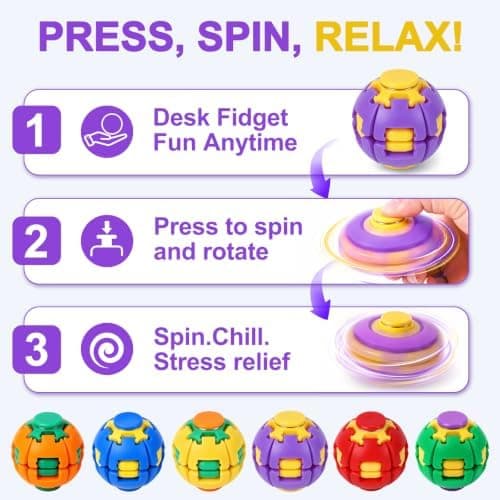 Tryck för att snurra Fidget Spinner HelixCore Spin Stressboll Sensoriska Fidgetleksaker Purple