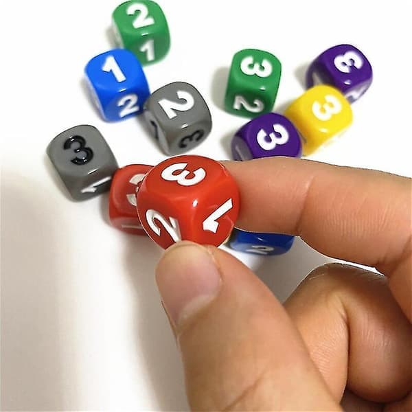 10 Stykker Terninger Nummer 1 2 3 1 2 3 D6 14mm Akryl Terninger 6-sidede Terninger til Brætspil Kuber 6 Farver