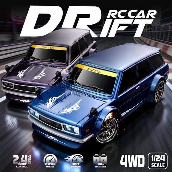 RC Driftbil, Blå 1/24 Fjernstyret Driftbil til Voksne og Børn Blue / 1:24 Scale