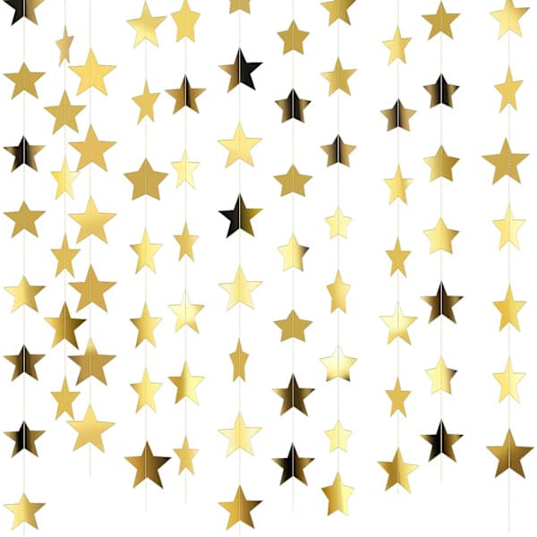 Glitter Stjerne Garland, 40 Meter Glitrende Stjerne Hengende Vimpler