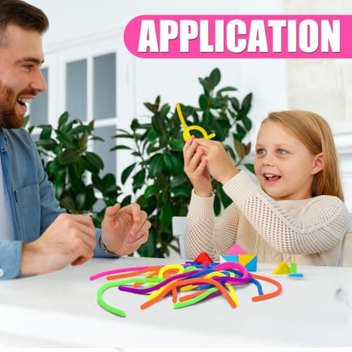 120 st sensoriska fidget-nudlar, färgglada stretchiga fidget-strängleksaker