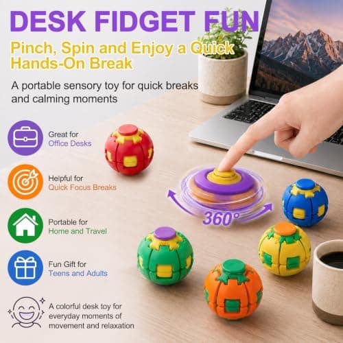 Tryck för att snurra Fidget Spinner HelixCore Spin Stressboll Sensoriska Fidgetleksaker Purple