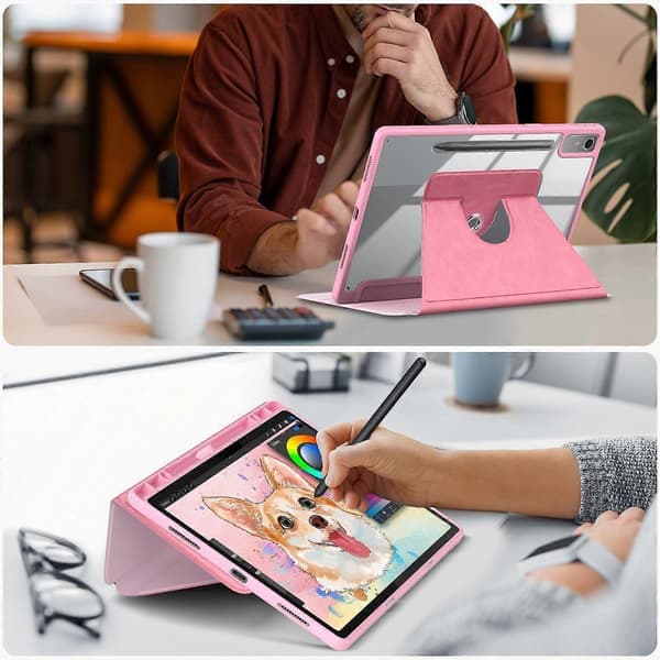 Etui til Lenovo Tab P12 TB371FC Læder+akryl+tpu Stand Tablet Beskyttelse med Auto Vågn/Sov Pink