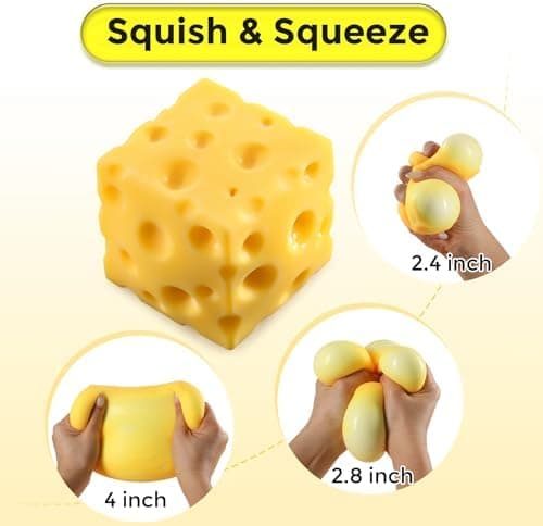 Ost Squishy Terningblok, Squishy Fidget Legetøj til Voksne, Påskekurv Strømpefyld, Sensorisk Stressbold Klemmelegetøj til Stresslindring