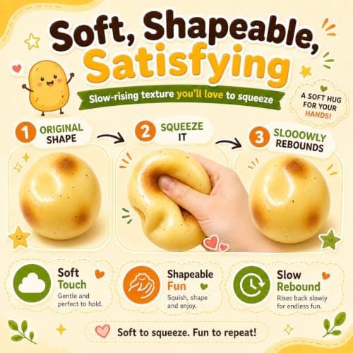 Knapriga potatis-squishy med pärlfyllning, knapriga potatis-squishies Potato