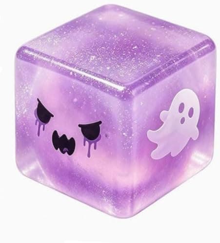 Halloween Squishy Cube, Glitter Ghost Fidget Toy, 2.17 tommer, H H