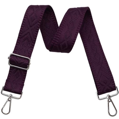Axelremsväskor för handväskor Breda axelremsväskor Justerbar ersättningsbroderad handväskrem för handväskor Silver Hardware-dark purple
