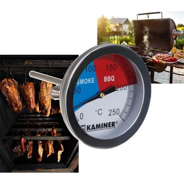 Analog Grill- og Røgtermometer Stegetermometer Sølv