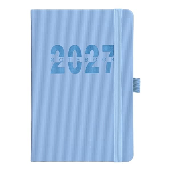 2027 Planlægger (Engelsk version), kalender, notesbog, optager til arbejdseffektivitet, elastik-planlægger, blå, A5