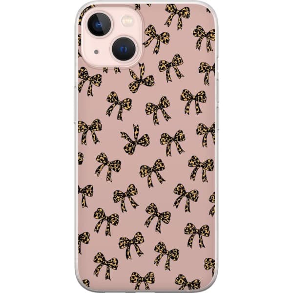 Kompatibelt mobilskal för Apple iPhone 13 Leopard Rosett Mönster, Rosa Bakgrund, Retro Flickig Design