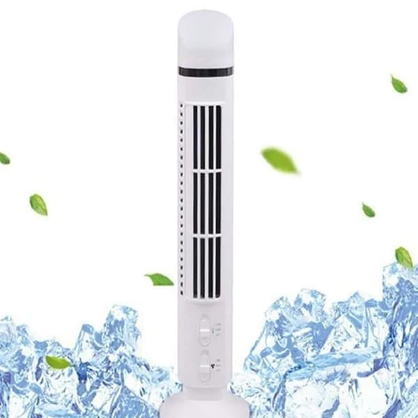 13\" Bladeless tårnventilator, 90° oscillerende indendørs ventilator, bærbar USB piedestalventilator, hvid