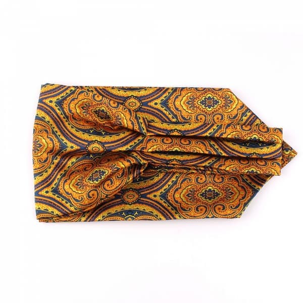 Herre Ascot Cravat Slips Paisley Jacquard Silkevevd Blomsterskjerf, LD44802