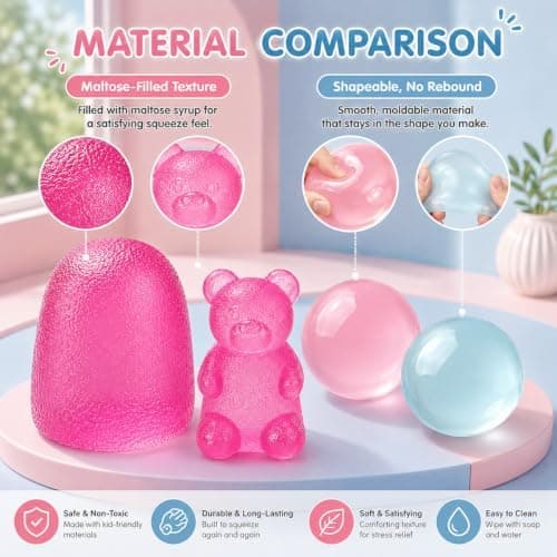 4 st Taba Squishies Fidget Leksaker, Stressbollar för barn och vuxna 3pink&bule