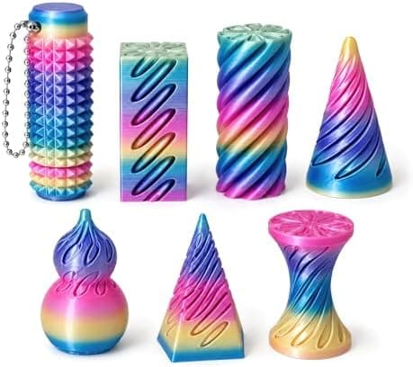 7-pakning 3D-printede fidget-leker, umulig kjegle og pyramide