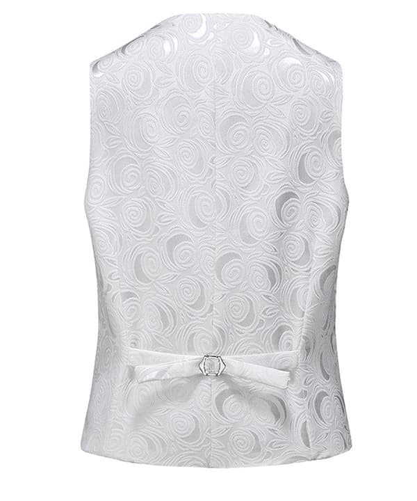 Herrvästar Slim Fit Herr Paisley Väst Kostym, Vit, Storlek L White L